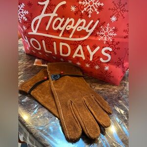 Tan Wells Lamont Leather Suede Men's Gloves M